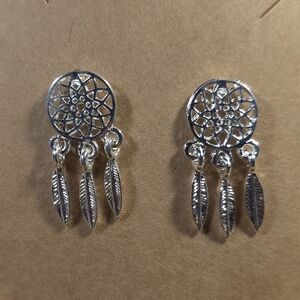 Dreamcatcher Silver Dangly Earrings
